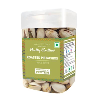 Nutty Gritties: California Roasted Pistachios| Pista Lightly Salted, Dry Roasted, Non Fried, Zero Oil, Crunchy Healthy Snack -250g