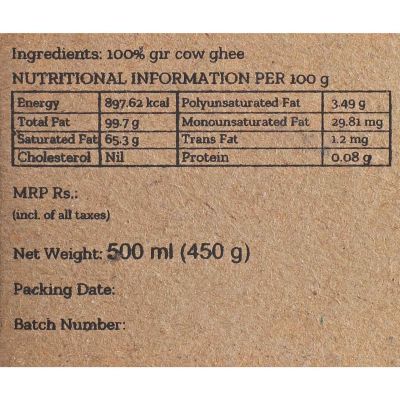 Conscious Food: Gir Cow Ghee 500ml