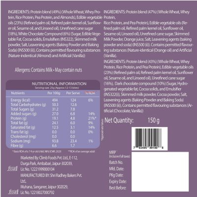 Gladful: Protein mini cookies for kids and families (Almond + Chocolate + Orange) Cookies - 150 gm (Pack of 3)