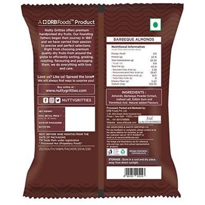 Nutty Gritties: Barbeque Almonds -(Pack of 10-21g Each), 210g