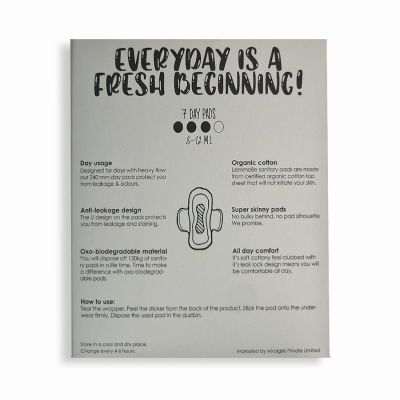 Lemme be: Sanitary Day Pads (Box of 7) 100% Cotton Certified