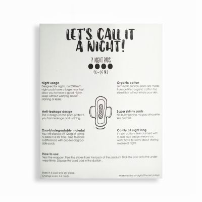 Lemme be: Sanitary Night Pads (Box of 7) 100% Cotton Certified