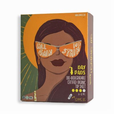Lemme be: Sanitary Day & Night Pads (Box of 7+7), 100% Cotton Certified