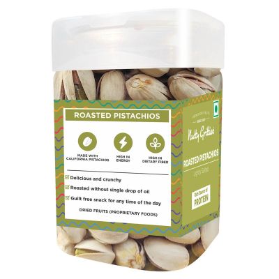 Nutty Gritties: California Roasted Pistachios| Pista Lightly Salted, Dry Roasted, Non Fried, Zero Oil, Crunchy Healthy Snack -250g