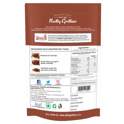 Nutty Gritties: Almonds- Salted Caramel flavour | Delicious healthy snack for kids and adults | Zero Oil, Non-Fried, Cruchy - 100g