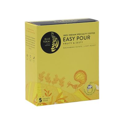 Blue Tokai: Blue Tokai Coffee Easy Pour Brew Bags - Nachammai Estate (Light Roast) - 55 gm (Pack of 5)