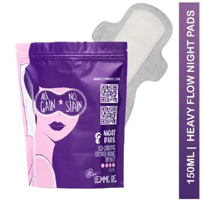 Lemme be: Sanitary Night Pads (Box of 21), 100% Cotton Certified 