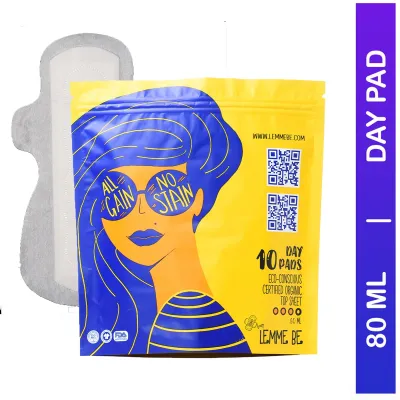 Lemme be: Sanitary Day Pads (Box of 10), 100% Cotton Certified