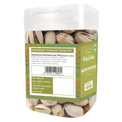 Nutty Gritties: California Roasted Pistachios| Pista Lightly Salted, Dry Roasted, Non Fried, Zero Oil, Crunchy Healthy Snack -250g