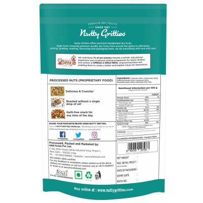 Nutty Gritties: Salted Mixed Nuts - Roasted in Himalayan Pink Salt (Almonds, Cashews, Macadamias, Hazelnuts, Pista Kernels)- 100g