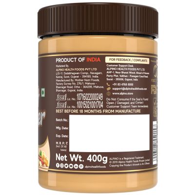 Alpino: Coconut Peanut Butter Smooth | 22 G Protein | High Protein Peanut Butter Creamy | Gluten-Free | Vegan - 400 g
