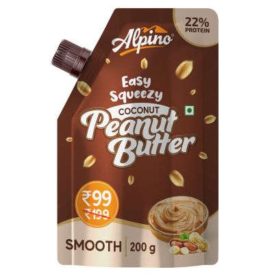 Alpino: Easy Squeezy Coconut Peanut Butter Smooth | 22 G Protein | High Protein Peanut Butter Creamy | Gluten-Free | Vegan - 200 g