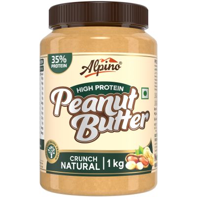 Alpino: High Protein Natural Peanut Butter Crunch - Unsweetened - 1 kg