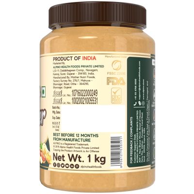 Alpino: High Protein Natural Peanut Butter Crunch - Unsweetened - 1 kg
