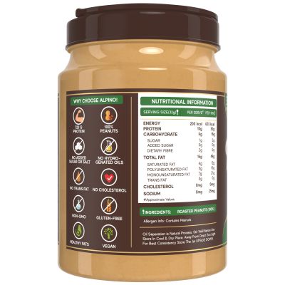 Alpino: Natural Peanut Butter Smooth - Unsweetened - 2.4 kg