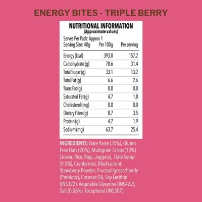 Murginns: Energy Bites, Triple Berry - 240 g