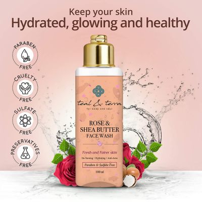 Teal and Terra: Rose And Shea Butter Face Wash - 100ml