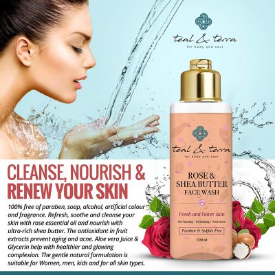 Teal and Terra: Rose And Shea Butter Face Wash - 100ml