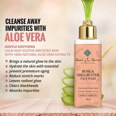 Teal and Terra: Rose And Shea Butter Face Wash - 100ml