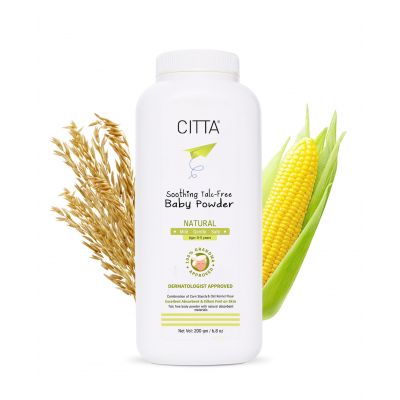 CITTA: Soothing Talc-Free Natural Baby Powder with Corn Starch & Oats - 200gm