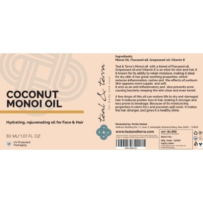 Teal and Terra: Coconut Monoi Oil - 30ml