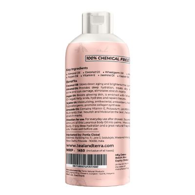 Teal and Terra: Luxury Hydrating Body Oil After Bath With Argan & Rose Oil - 200ml