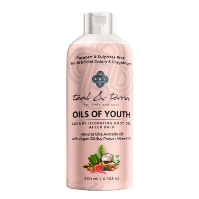 Teal and Terra: Luxury Hydrating Body Oil After Bath With Argan & Rose Oil - 200ml