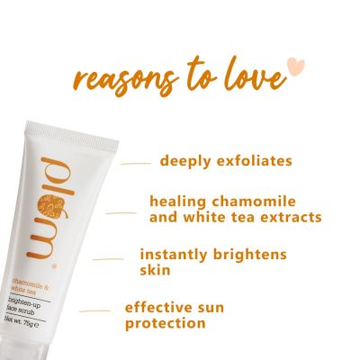 Plum: Chamomile & White Tea Brighten-Up Face Scrub - 75gm
