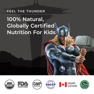 Wellbeing Nutrition: Marvel Thor Melts - Kids Organic Active Probiotic & Prebiotic, Vitamin C & D3- Cherry Flavor (30 Oral Thin Strips)