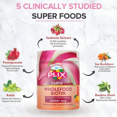 Plix Life: Olena Plant-Based 10000mcg+ Biotin - Orange Burst - 120 gm (Pack of 1)