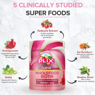 Plix Life: Olena Plant-Based 10000mcg+ Biotin - Rose - 120 gm (Pack of 1)