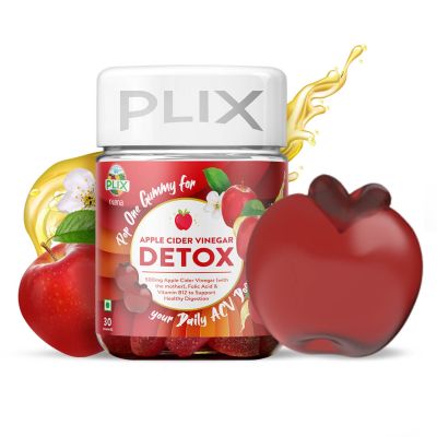 Plix Life: Olena Plant-Based Apple Cider Vinegar Detox Gummies - Apple - 30 Servings - 180 gm (Pack of 1)
