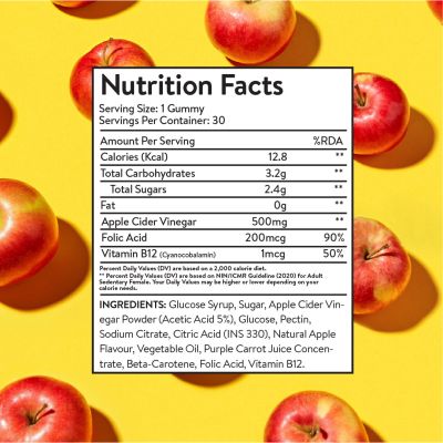Plix Life: Olena Plant-Based Apple Cider Vinegar Detox Gummies - Apple - 30 Servings - 180 gm (Pack of 1)