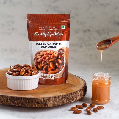 Nutty Gritties: Sweet Nuts combo- Coffee Almonds, Salted Caramel Almonds, Dark Chocolate Almonds - 300 g