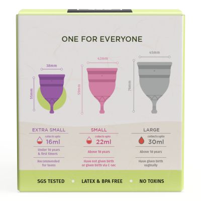Pee Safe: Reusable Menstrual Cup with Medical Grade Silcone for Women - Extra Small