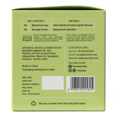 Pee Safe: Reusable Menstrual Cup with Medical Grade Silcone for Women - Small