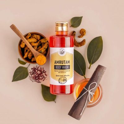 Amrutam: Body Wash with Kesar & Chandan- Ayurvedic Therapeutic Shower Gel - 200 ml