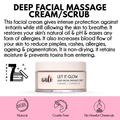 AULI: Let It Glow Brightening Anti-Acne Anti-Ageing Exfoliating Anti-Tan Glowing Facial Cream for All Skin Types - 60gm