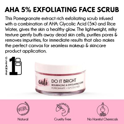 AULI: AHA 5% and Pomegranate Exfoliating Scrub - 50gm