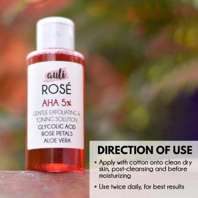 AULI: Rose AHA 5% Glycolic Acid Rose Water Toner - 100ml