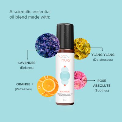 Nua : Balance Essential Oil Roll-On for Low Moods, Relief from stress - 10ml
