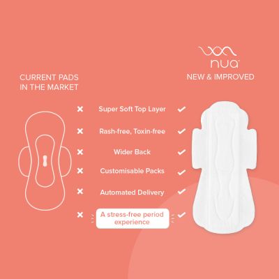 Nua : Ultra Thin Rash Free  Sanitary Pads 3XL+5L+4R with Disposal Cover - 12pcs