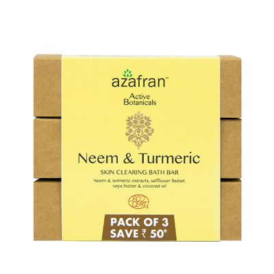 azafran: Azafran Neem & Turmeric Bath Bar (Pack of 3) - 300g
