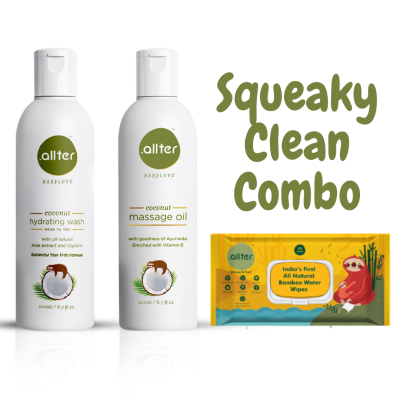 Allter : Massage Oil, Hydrating Wash & Wipes (Regular Pack) - Pack of 3