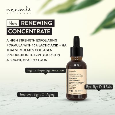 Neemli Naturals: 10% Lactic Acid + Hyaluronic Acid Renewing Concentrate -  30 ml