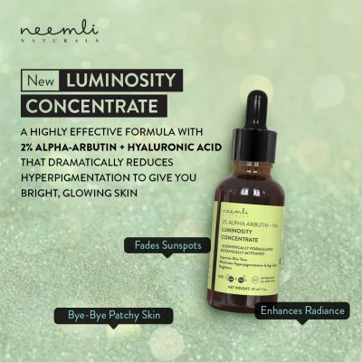 Neemli Naturals: 2% Alpha Arbutin + Hyaluronic Acid Luminosity Concentrate - 30 ml