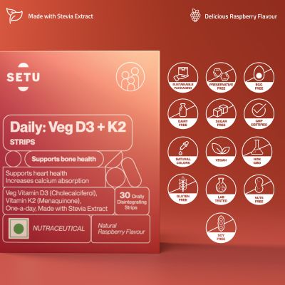 SETU: Daily Veg D3+K2 Strips | Raspberry Flavour - 30 Strips