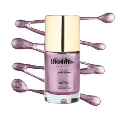 BlushBee Organic Beauty: 12 Free, Vegan Nail Polish - Laya, Metallic lilac - 11 ml