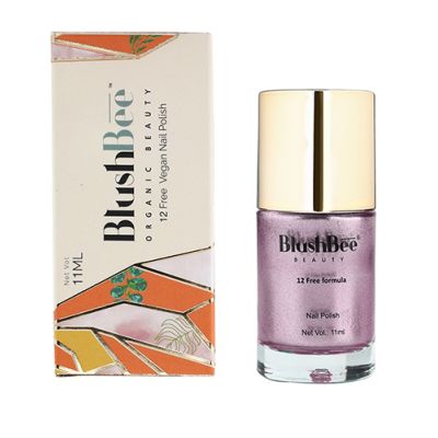 BlushBee Organic Beauty: 12 Free, Vegan Nail Polish - Laya, Metallic lilac - 11 ml