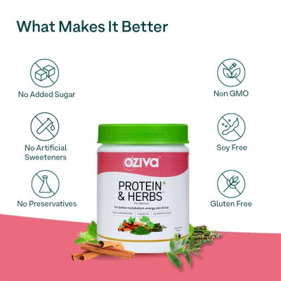 Oziva: Protein & Herbs - Women - Improving Metabolism - Skin & Hair - Mango - 1 kg